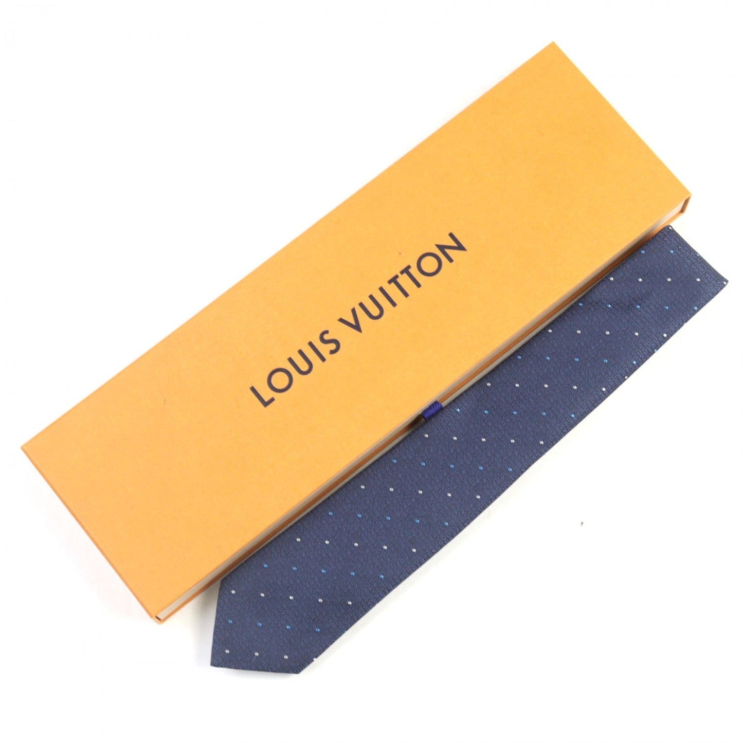 LOUIS VUITTON tie M78045 silk Navy type Cravate LV Signature 148×7cm