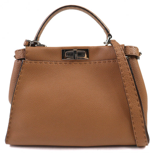 FENDI Shoulder Bag 8BN290 leather Brown PEEKABOO Regular