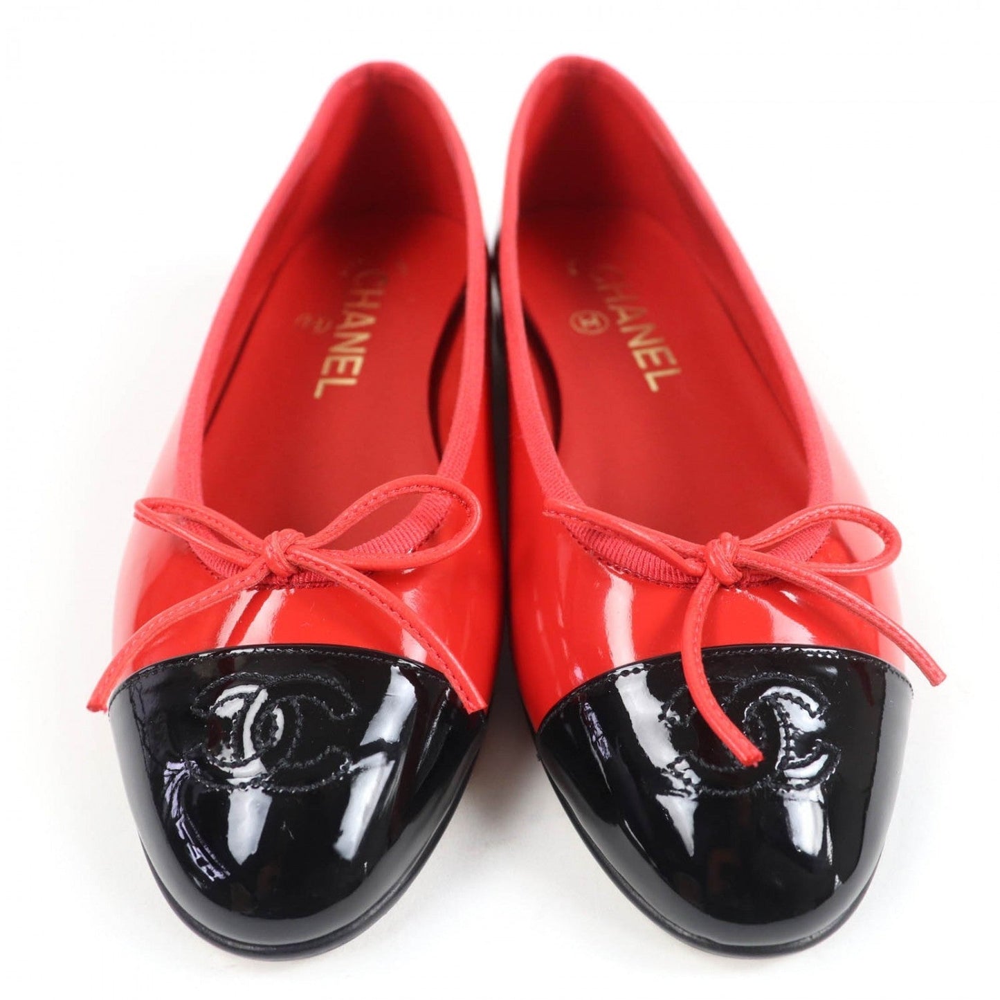 CHANEL Ballet shoes G02819 Patent leather Red black 36