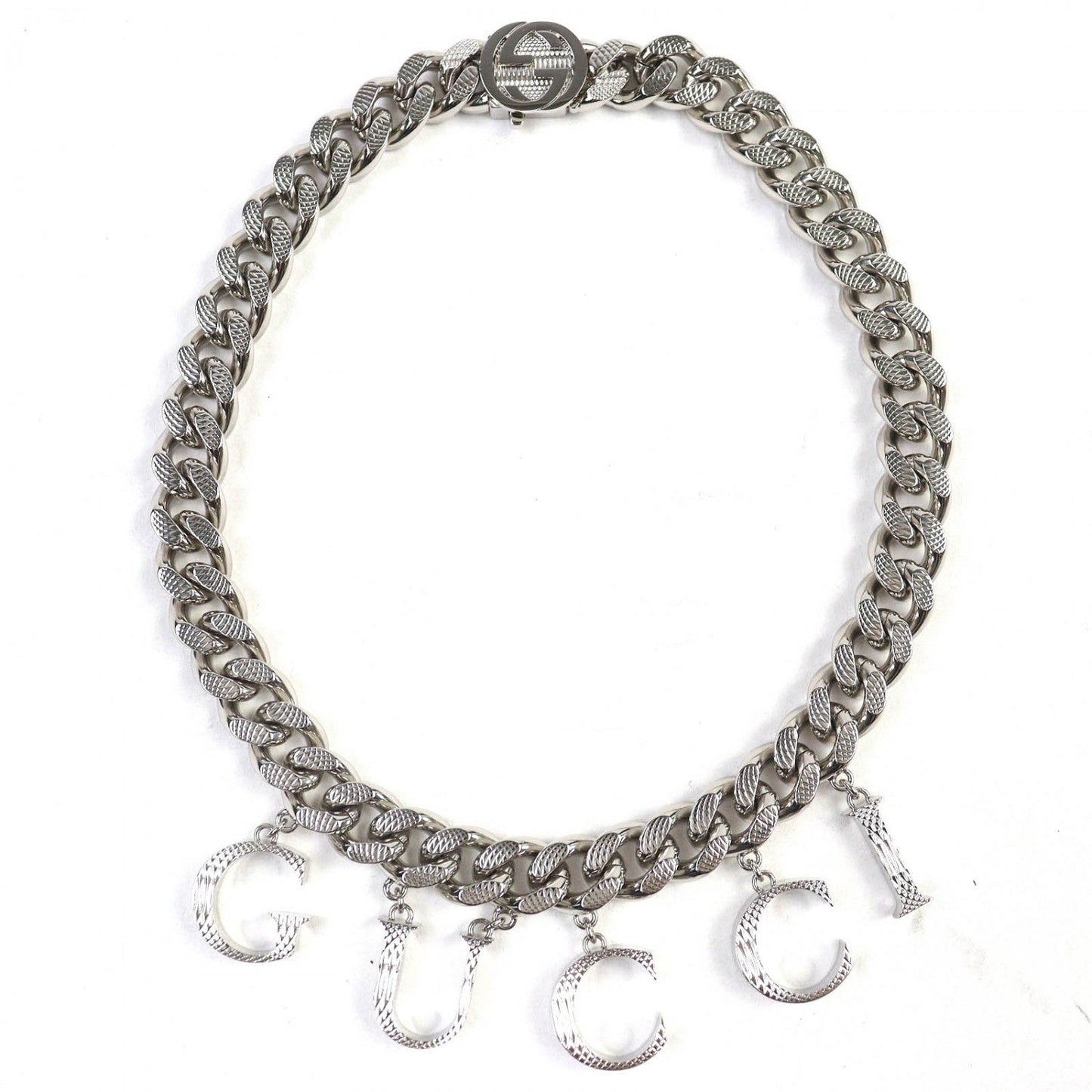 GUCCI choker 675769 ー Silver script logo choker