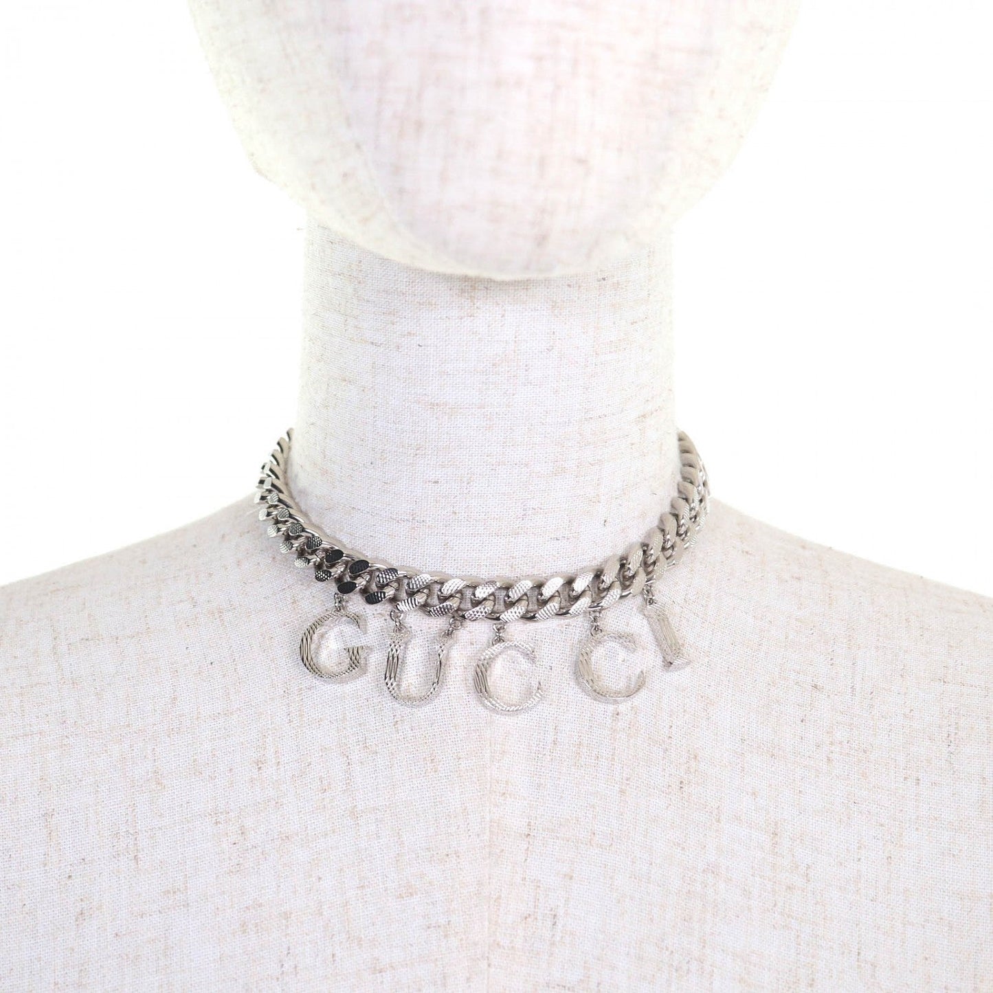 GUCCI choker 675769 ー Silver script logo choker