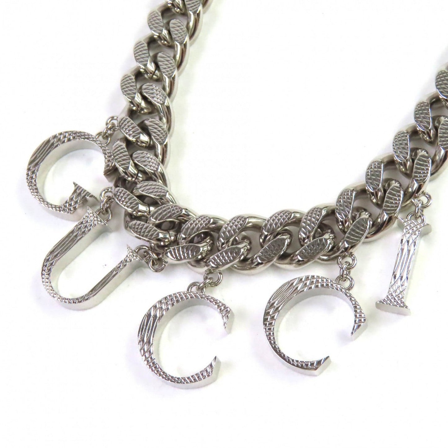 GUCCI choker 675769 ー Silver script logo choker
