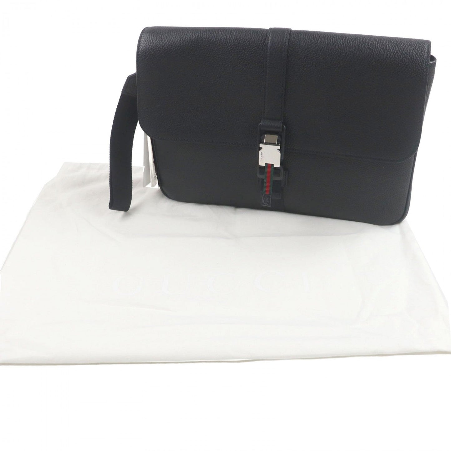 GUCCI Clutch bag 816755 leather black Web stripe
