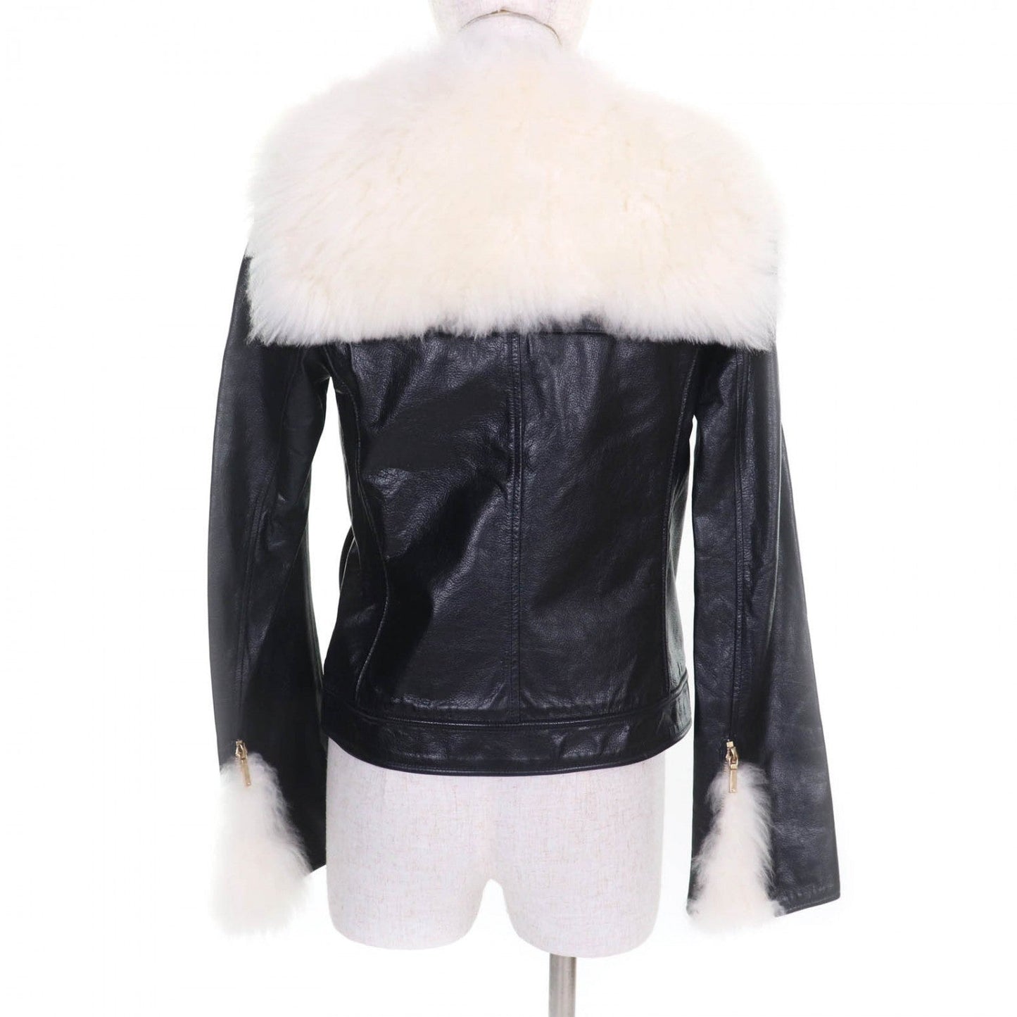 CHANEL Riders jacket P59083 Calfskin Black White 34