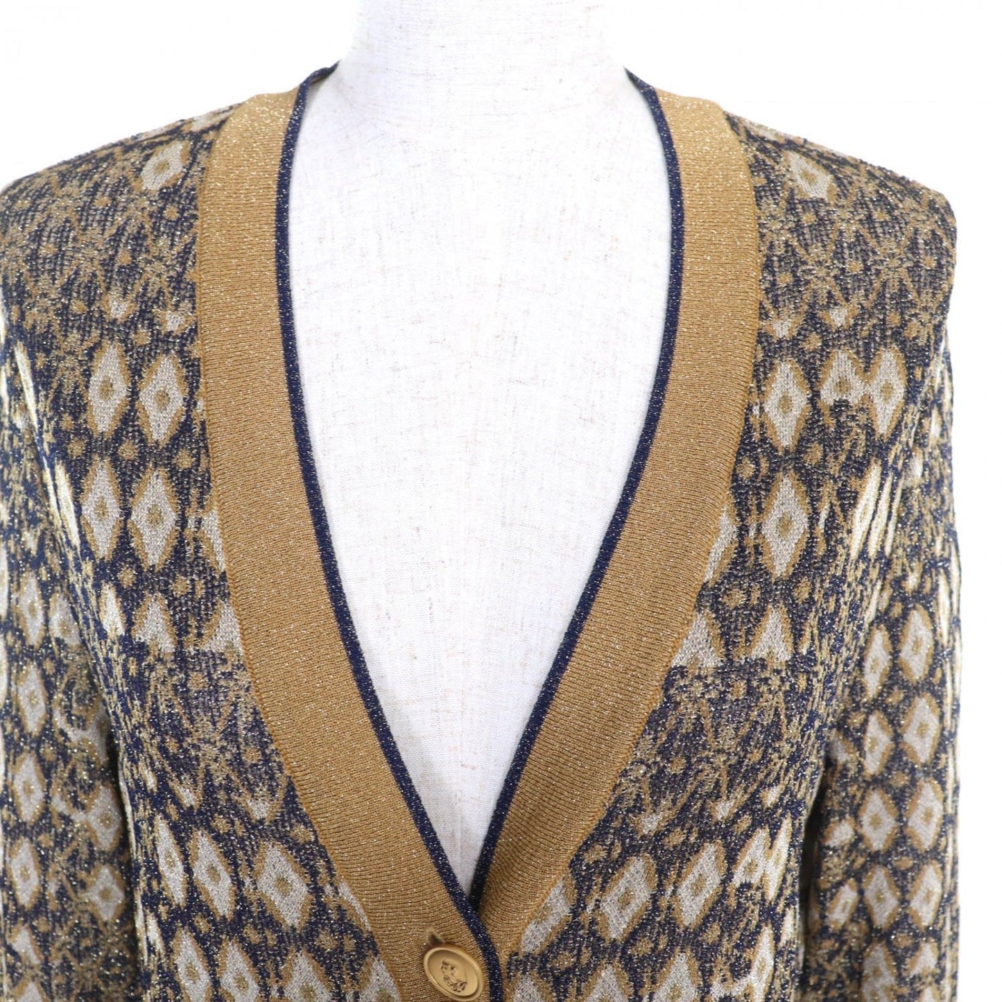 CHANEL cardigan P61677 Viscose Gold navy 38