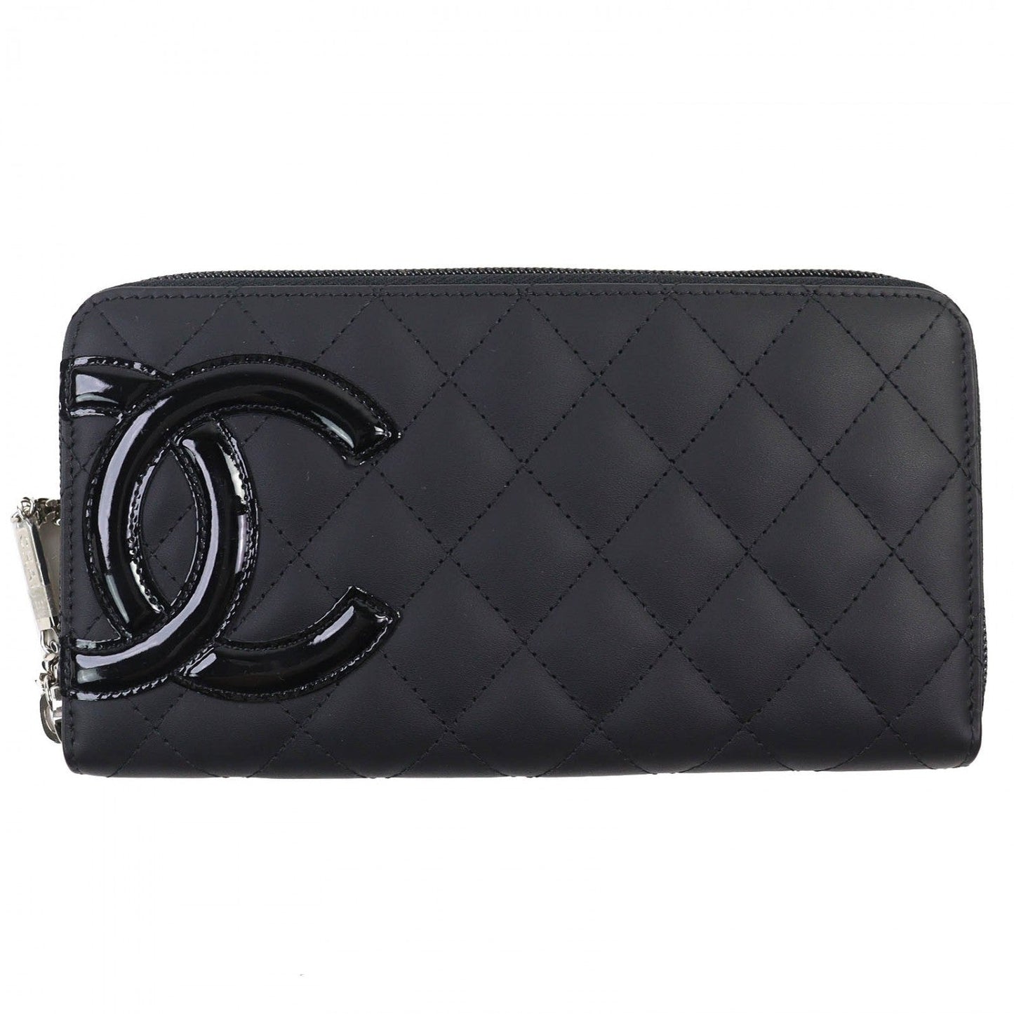 CHANEL Long Wallet Purse A50078 Calfskin Black / black Cambon line