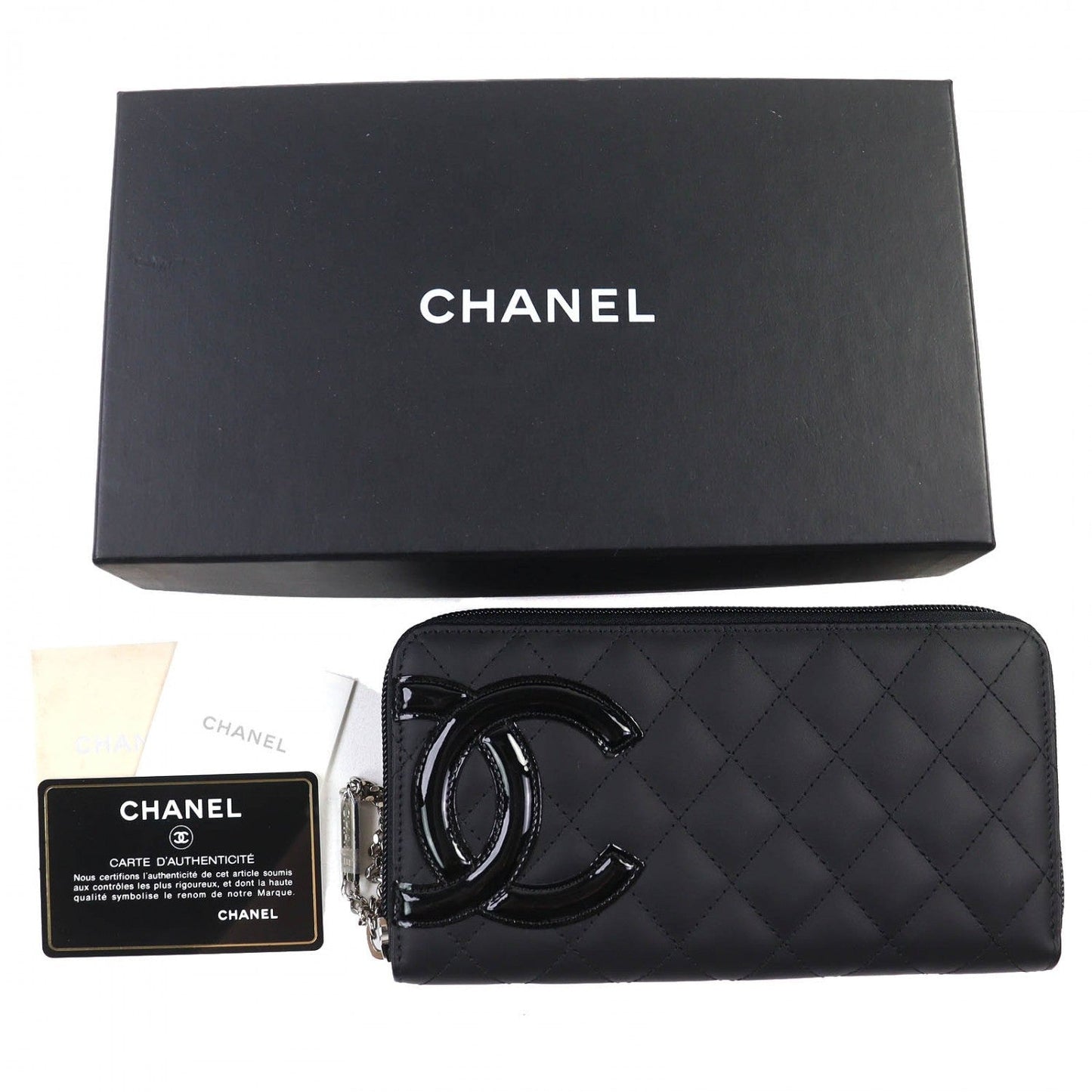 CHANEL Long Wallet Purse A50078 Calfskin Black / black Cambon line