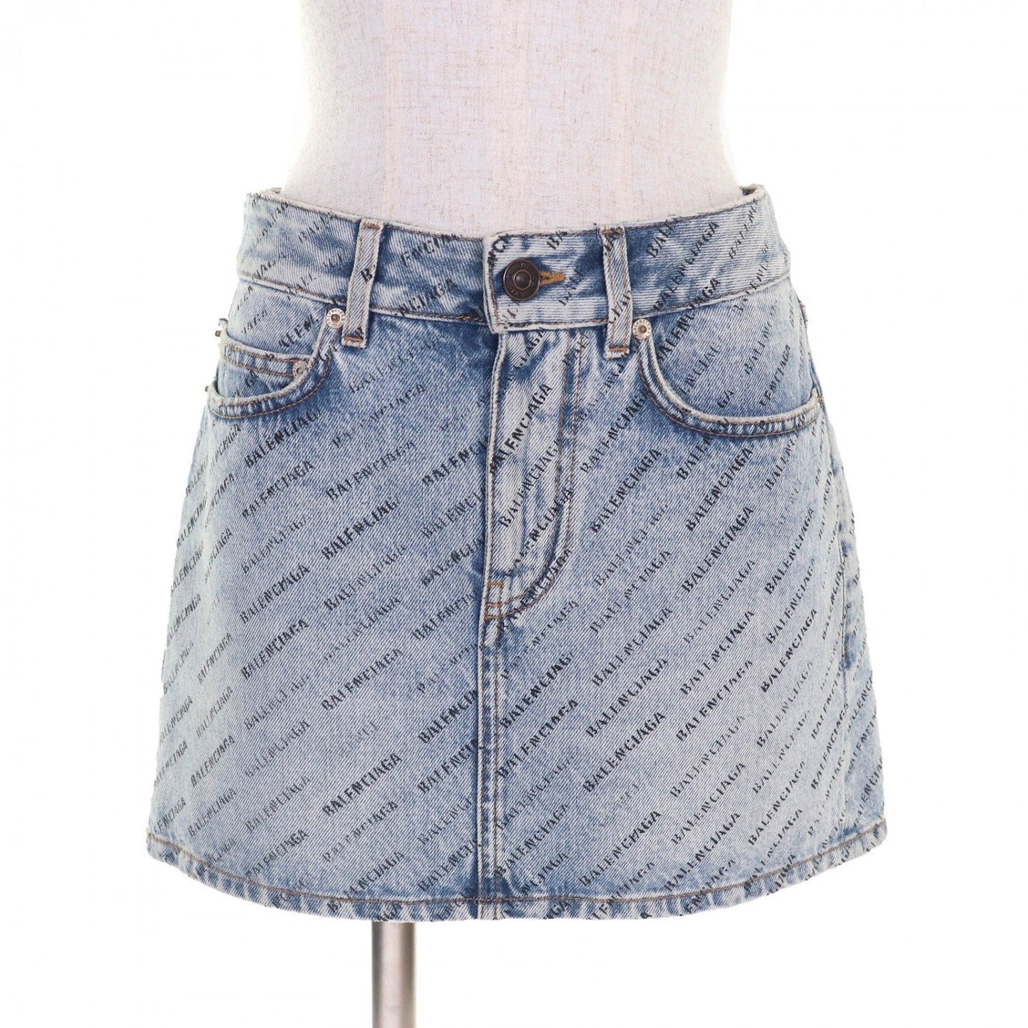 BALENCIAGA Mini skirt 744972 cotton Indigo blue 36