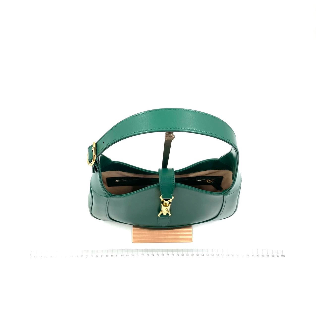 Gucci Jackie 1961 Green Leather Bag Small with Adjustable Strap