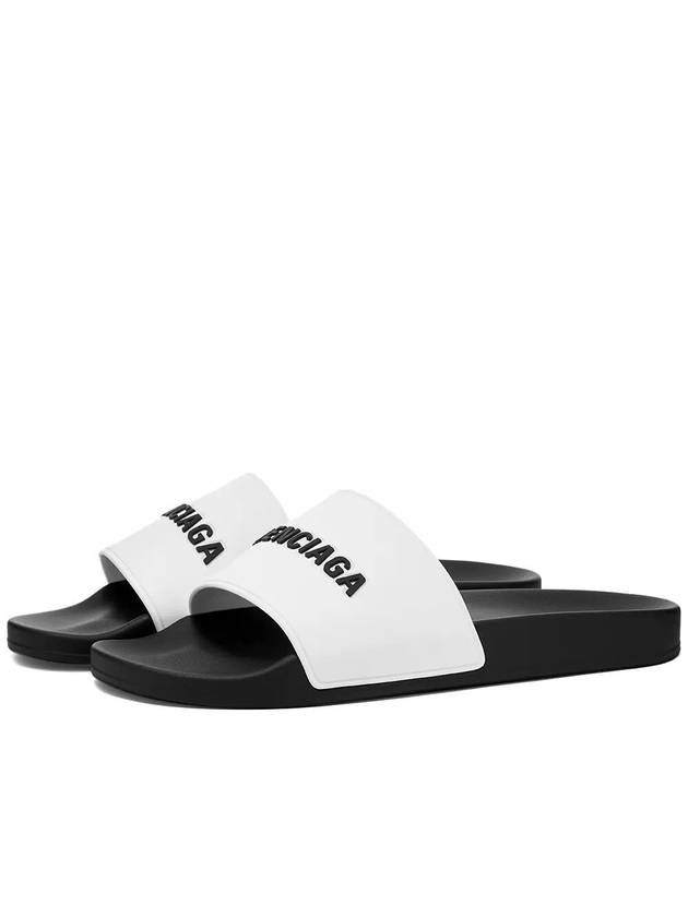 Luxury Balenciaga Trending 2026 Embossed Logo Band Slippers White Black