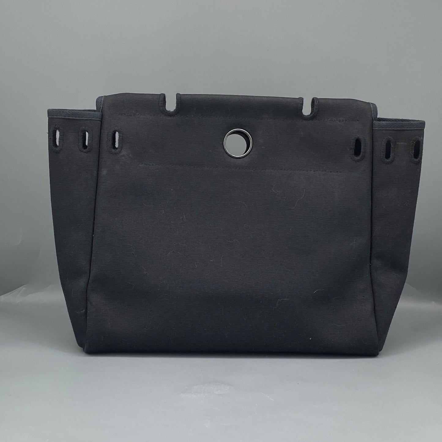 Hermes 2001 Herbag 31 Beige Canvas & Natural Caramel Cowhide Shoulder Bag