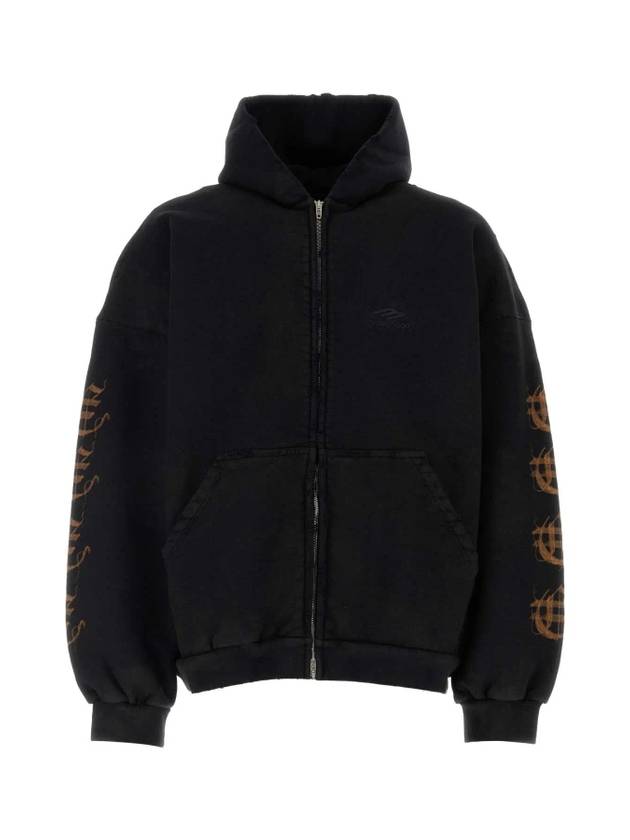 Luxury Balenciaga Trending 2026 Heavy Metal Oversized Zip-Up Hoodie Black