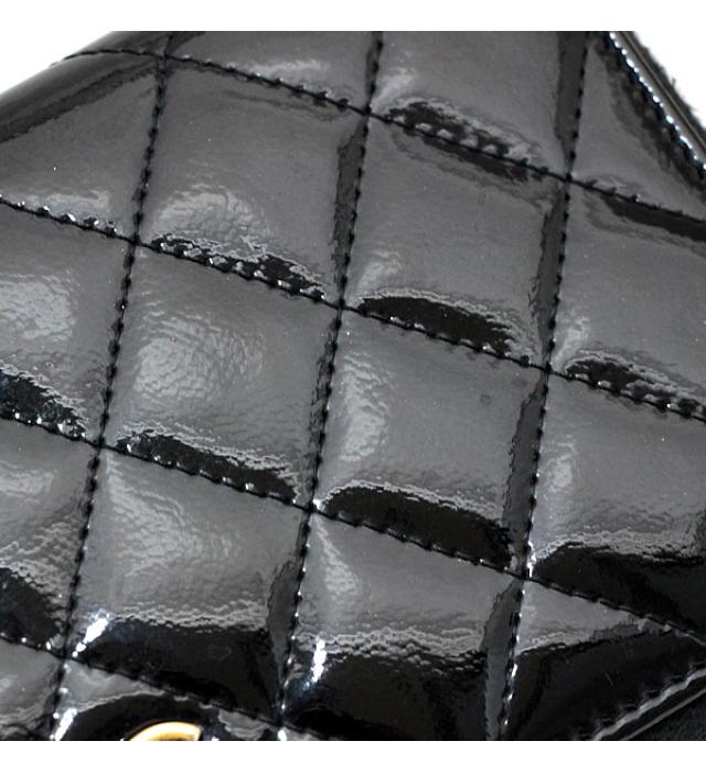 Chanel Matelasse Round Zipper Long Wallet Patent Black