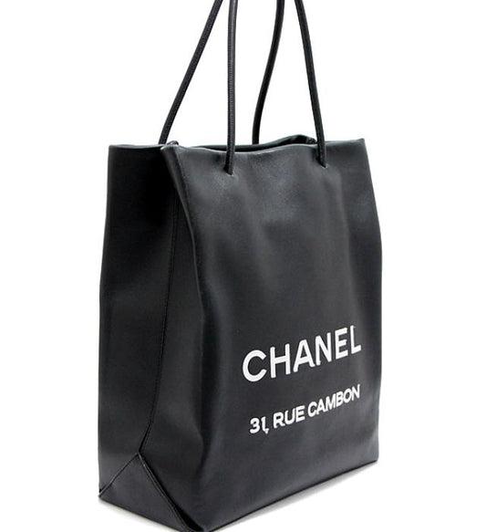 Chanel Essential Tote Bag Lambskin Black Leather