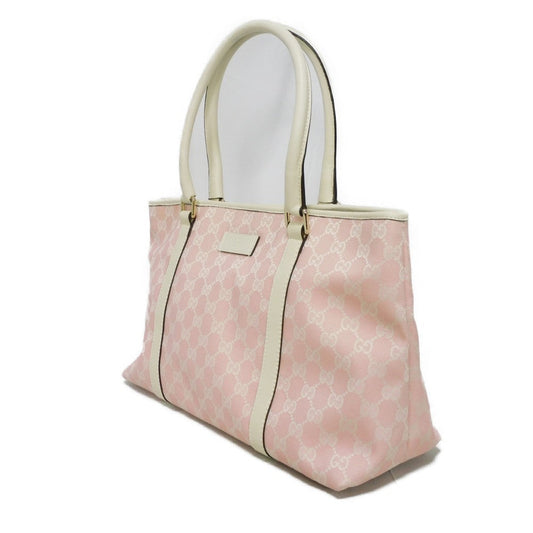 GUCCI Tote Bag 257302 GG canvas x calf leather Light pink Leather Patch Ivory Bicolor Shoulder Bag Logo embossing GG canvas tote unisex(Unisex) Used
