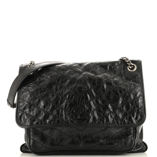 Luxury Saint Laurent Trending 2025 Niki Chain Flap Bag Matelasse Chevron Leather Medium