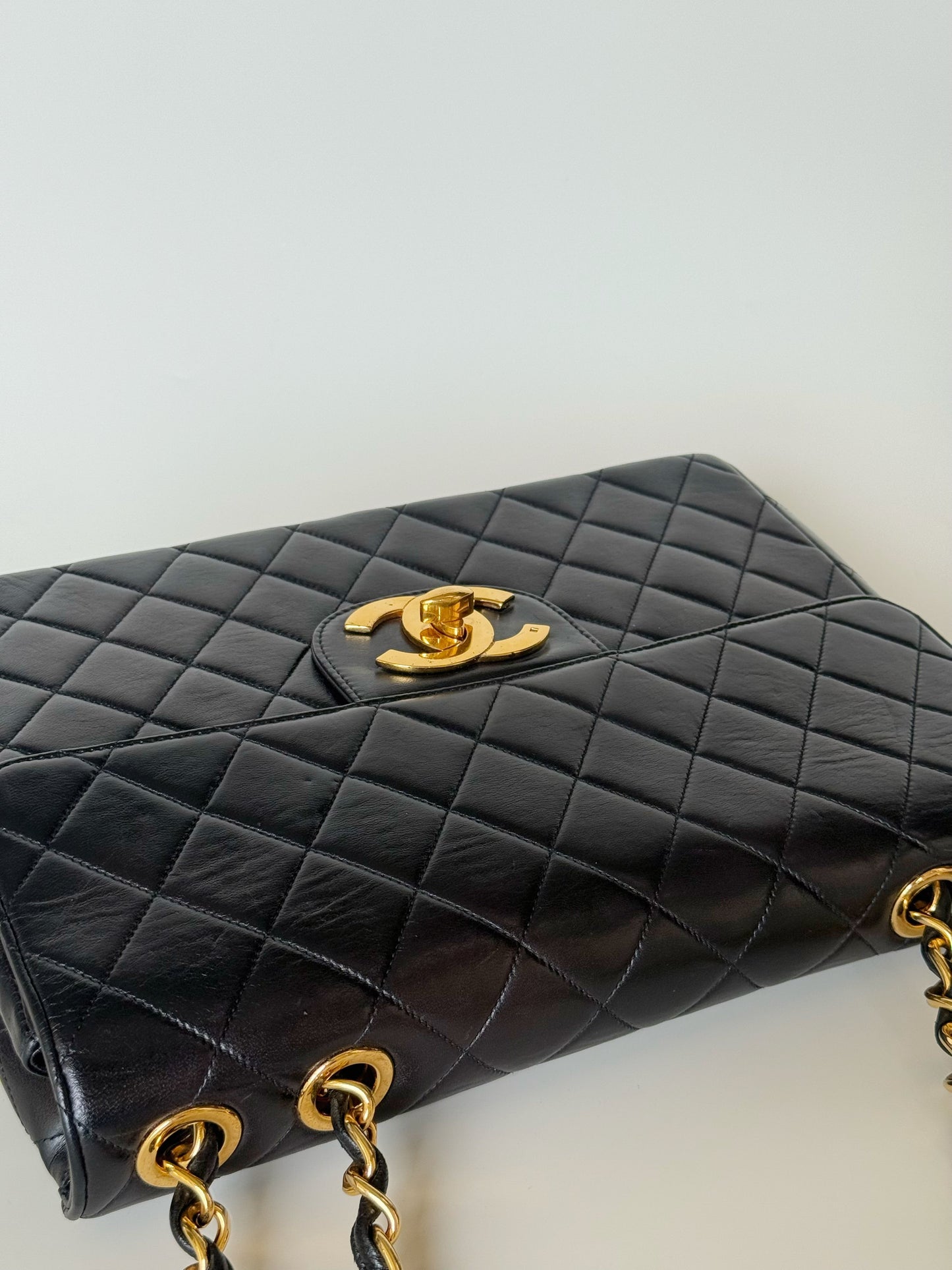 Chanel  Quilted Lambskin Classic Single Flap Bag Jumbo Black