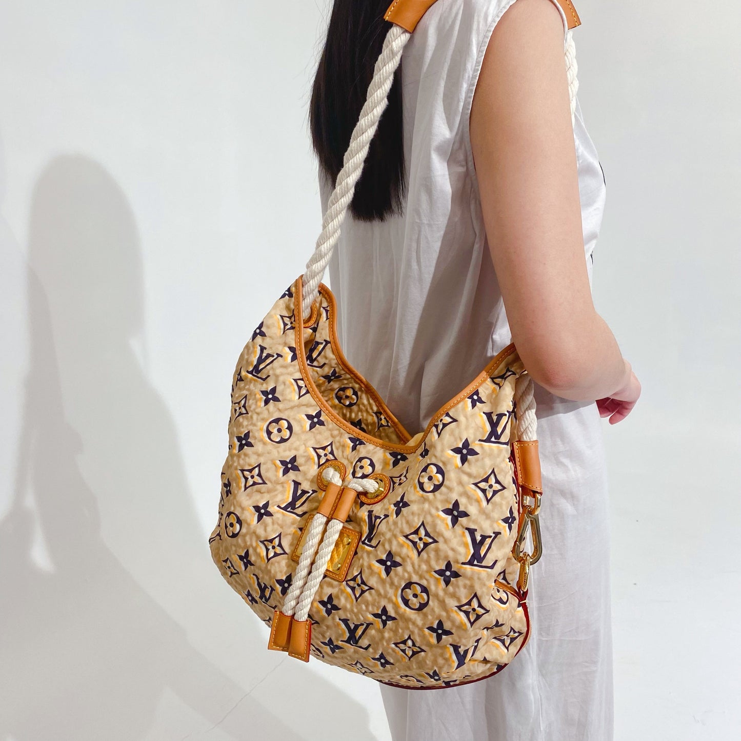 LOUIS VUITTON Limited Edition Tan Nylon Monogram Bulles PM Bag