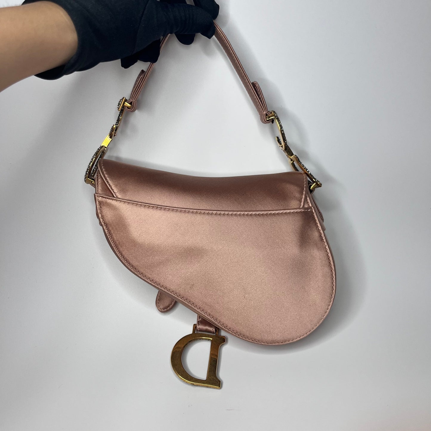 Dior Saddle Mini Silk Pink with crystals l