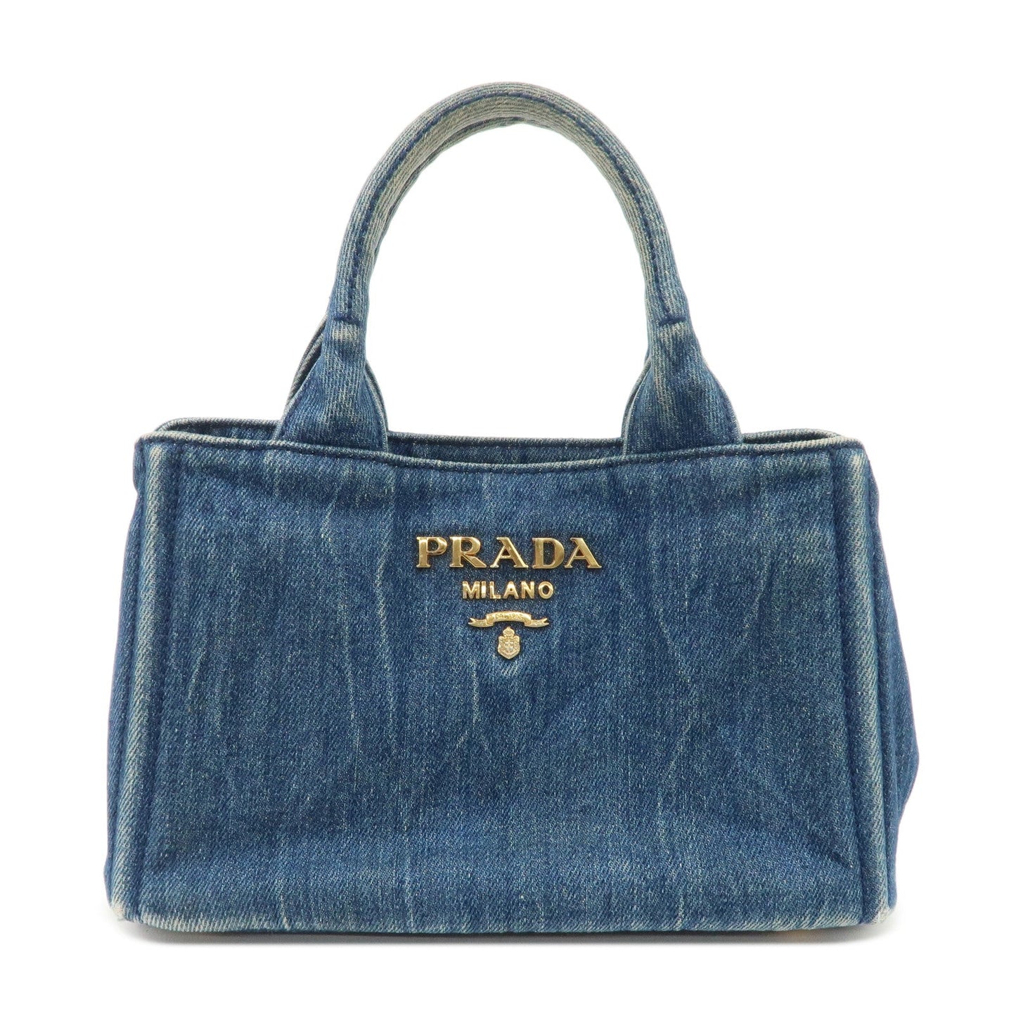 PRADA Nano Canapa Mini Denim Hand Bag Tote Bag Blue