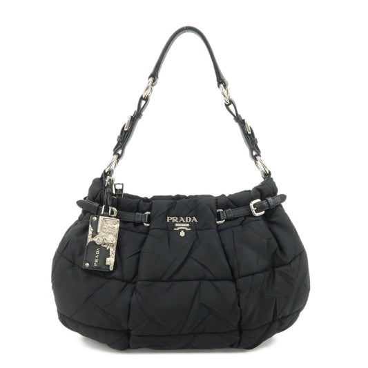 PRADA Crispy Nylon Leather Shoulder Bag Black BR3808