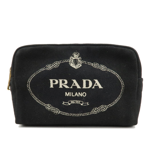 PRADA Canvas Pouch Cosmetic Pouch Black