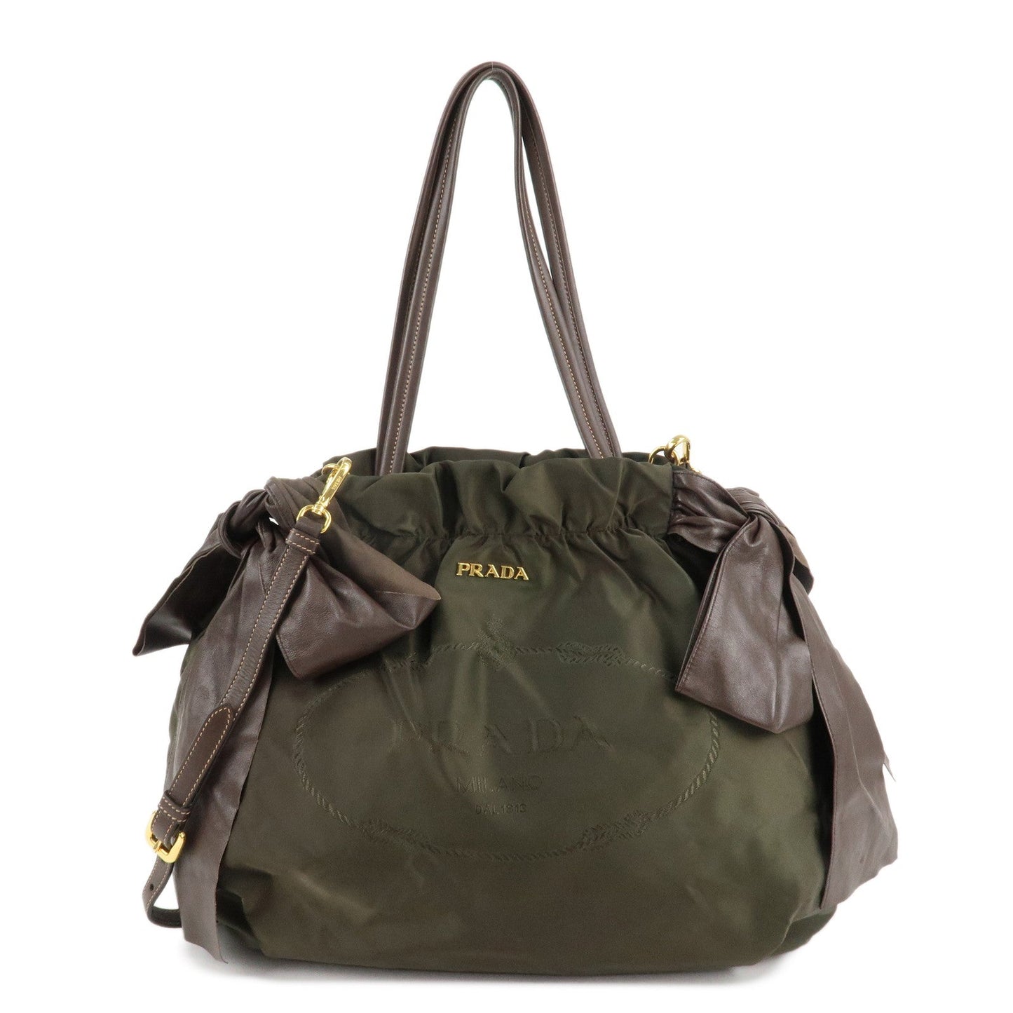 PRADA Leather Ribbon 2Way Bag Hand Bag Shoulder Bag BN1760