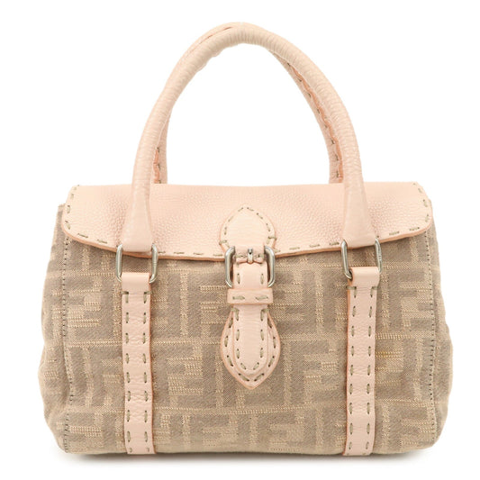 FENDI Zucca Selleria Leather Mini Linda Hand Bag Pink 8BR486