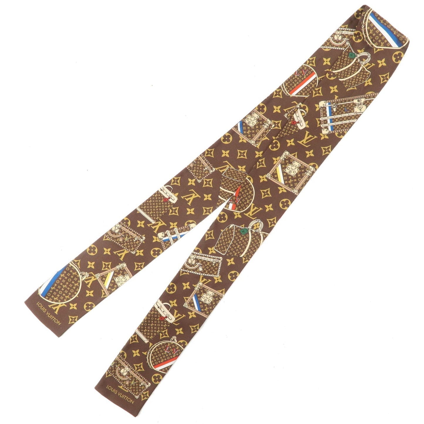 Louis Vuitton Bando Monogram Trunks Silk Scarf Brown M72395