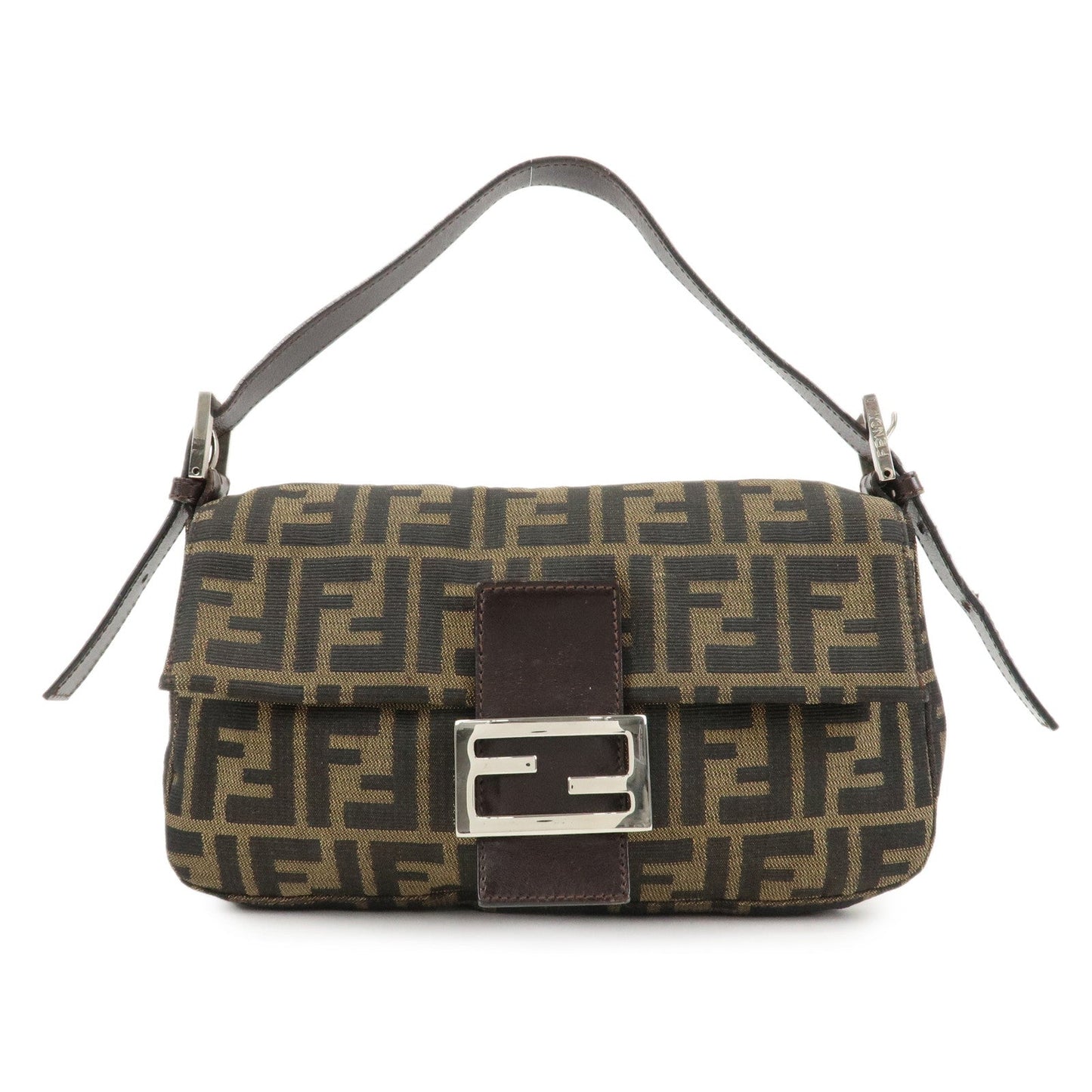 FENDI Mamma Bagguette Zucca Canvas Leather Shoulder Bag 26424
