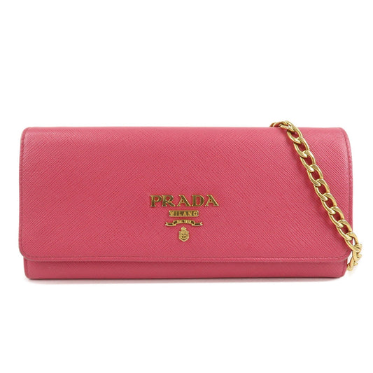 PRADA Saffiano Metal Chain Wallet Shoulder Bag Pink 1DH002