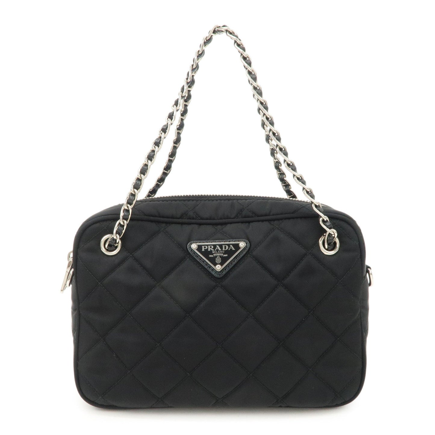 PRADA Tessuto Nylon Saffiano Quilting Chain Bag Hand Bag 1BH910