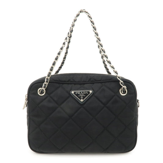 PRADA Tessuto Nylon Saffiano Quilting Chain Bag Hand Bag 1BH910