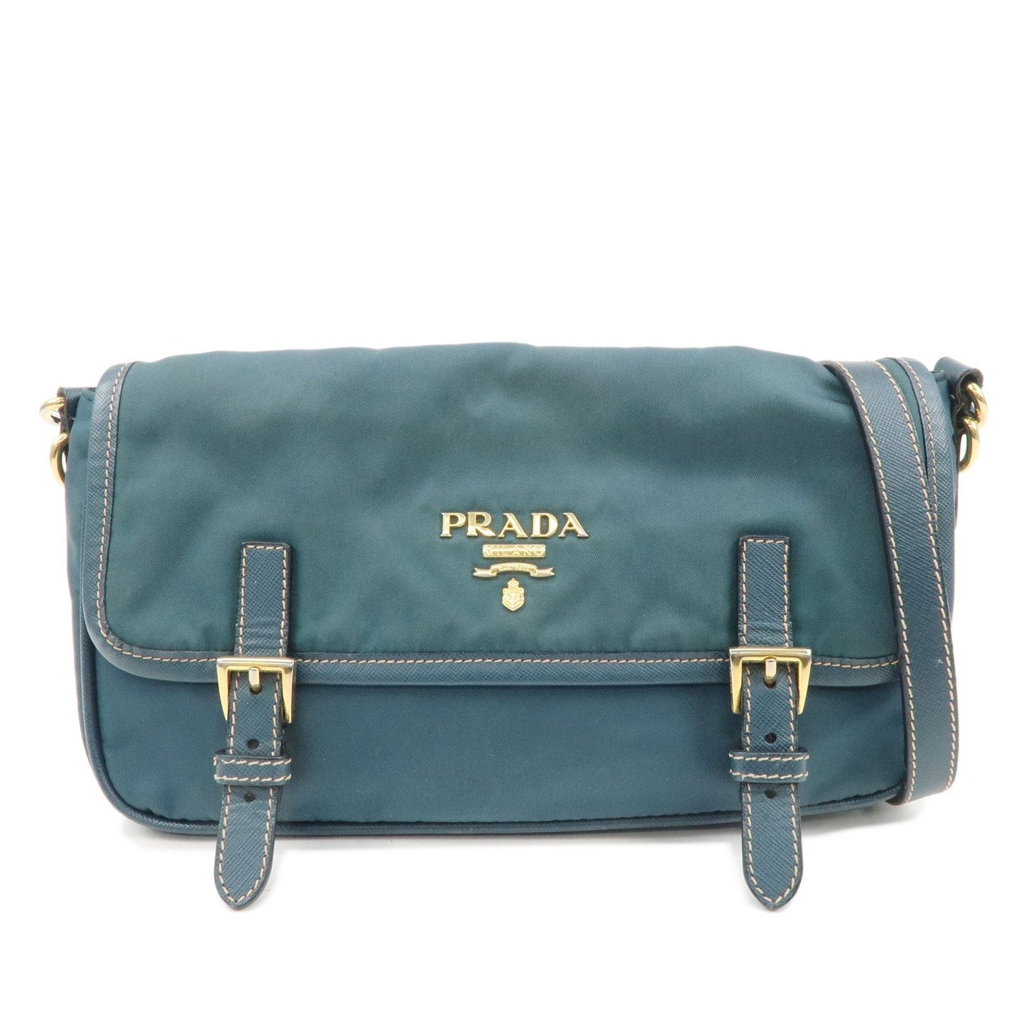 PRADA Nylon Leather Shoulder Bag Crossbody Bag Green BT0772