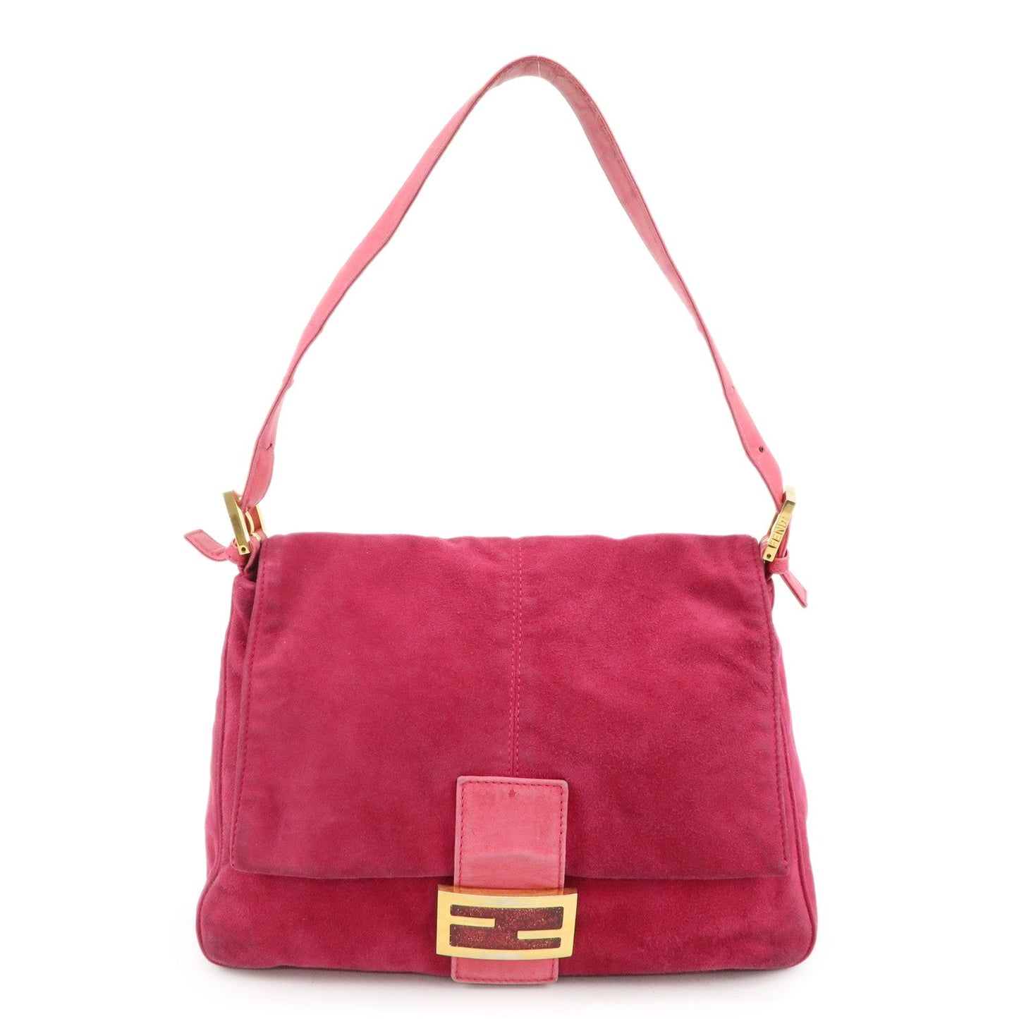 FENDI Mamma Baguette Suede Leather Shoulder Bag 26325