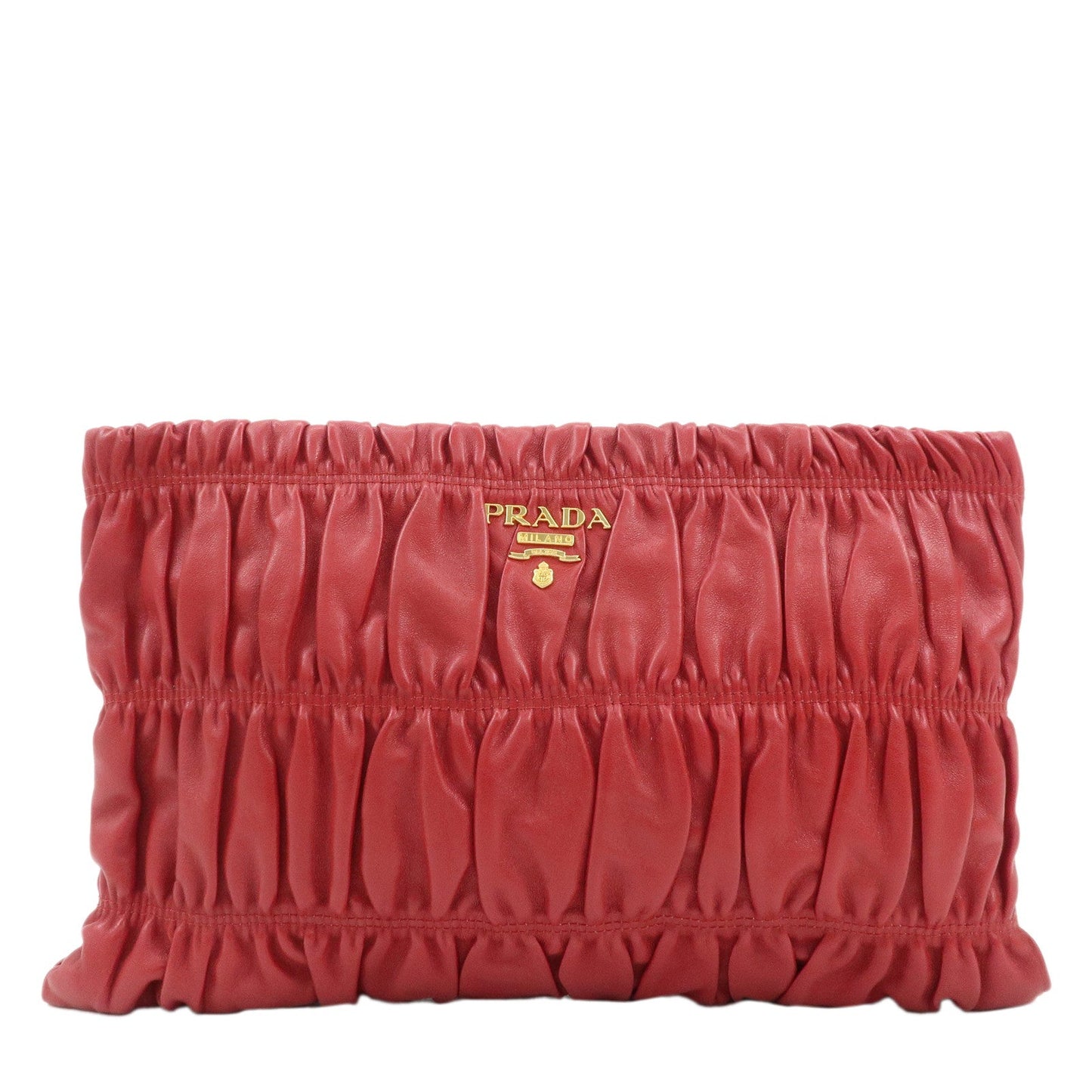 PRADA Leather Clutch Bag Red