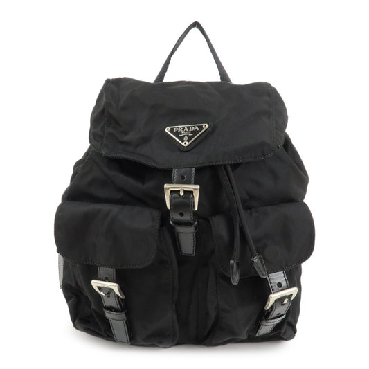 PRADA Triangle Logo Nylon Leather Back Pack Black B5885