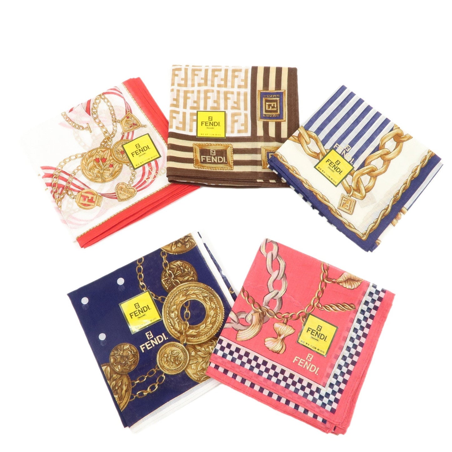 FENDI Set of 5 Cotton 100% Handkerchief Scarf