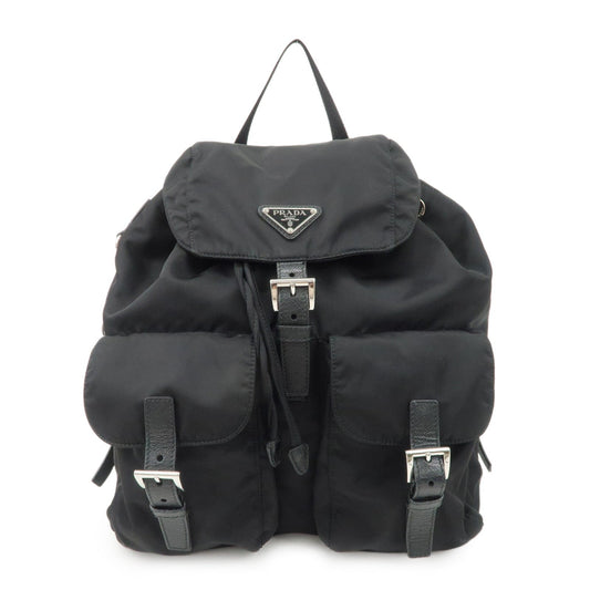 PRADA Re-Nylon Triangle Logo Nylon Leather Back Pack NERO 1BZ811