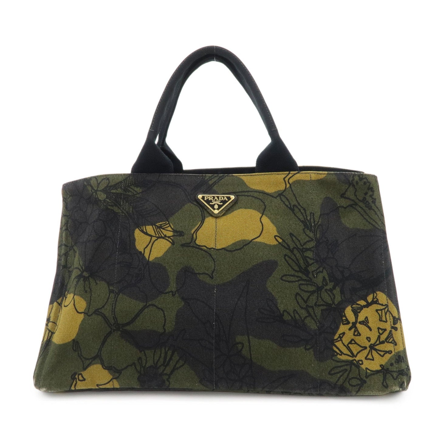 PRADA Logo Canapa Large Canvas Tote Hand Bag Camouflage BN1872