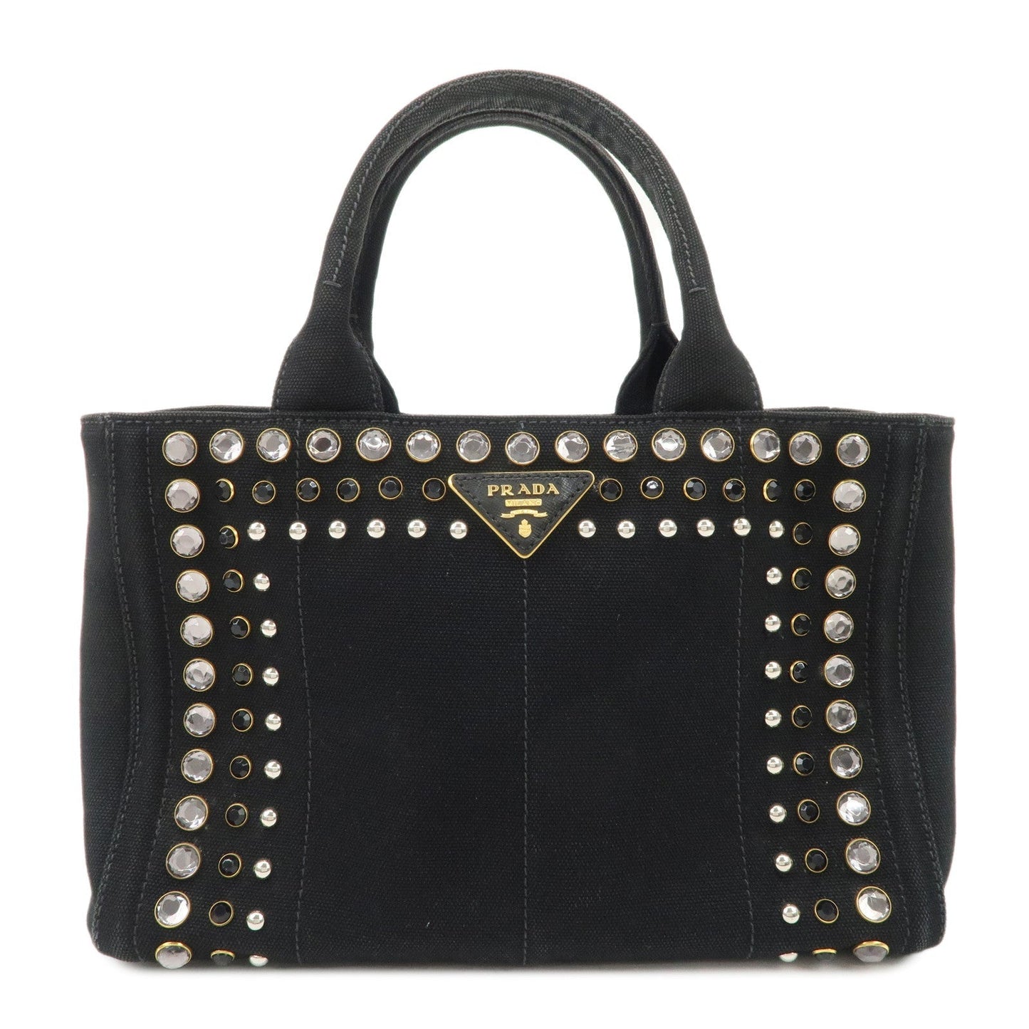 PRADA Logo Canapa Canvas Bijiou Studs 2Way Hand Shoulder Bag