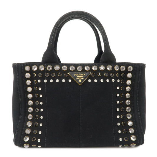 PRADA Logo Canapa Canvas Bijiou Studs 2Way Hand Shoulder Bag