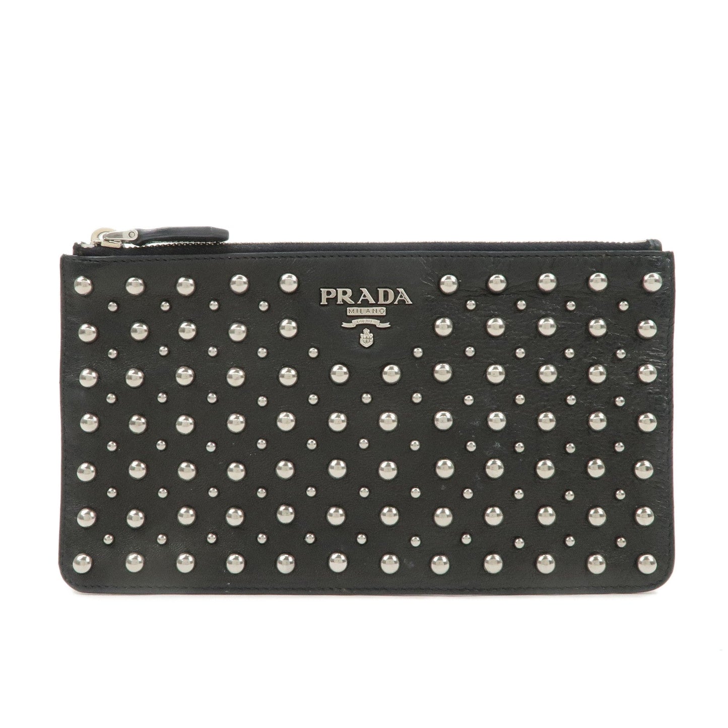 PRADA Leather Pouch Studs Black
