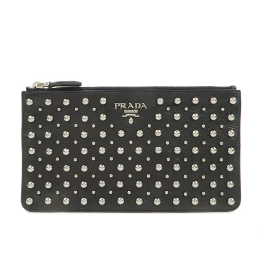 PRADA Leather Pouch Studs Black