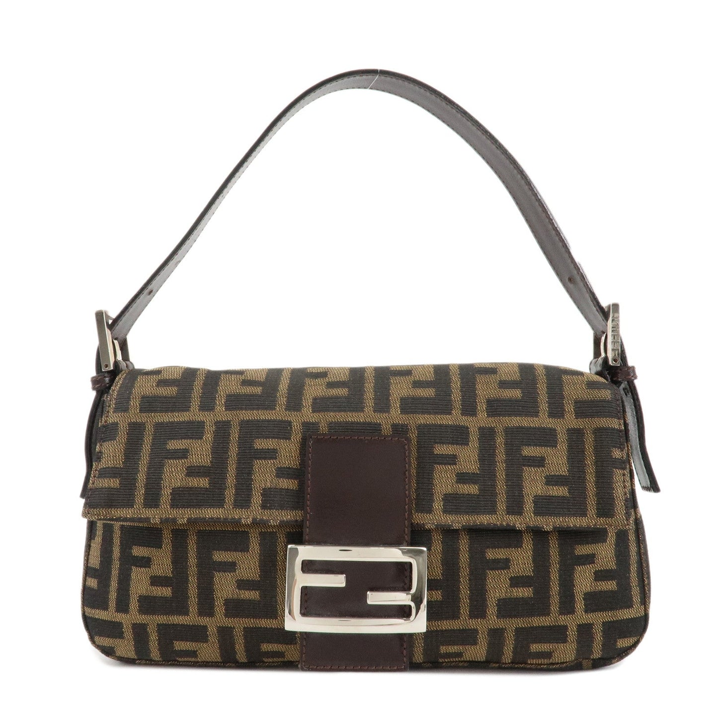 FENDI Mamma Baguette Zucca Canvas Shoulder Bag Brown 26424