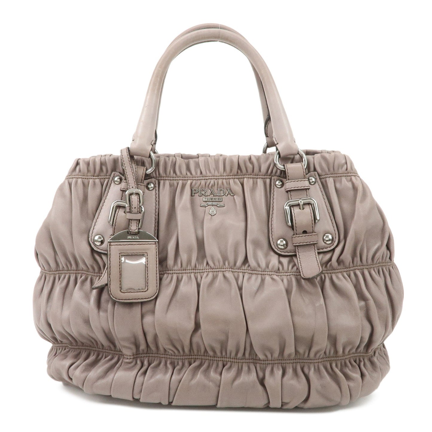 PRADA Nappa Gaufre Leather 2Way Bag Hand Bag Grey