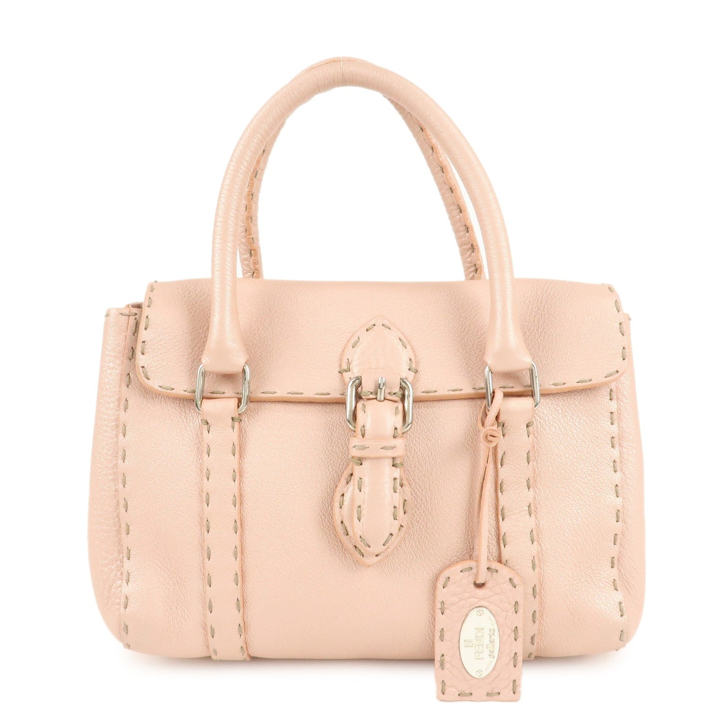 FENDI Selleria Leather Mini Linda Hand Bag Pink 8BR486