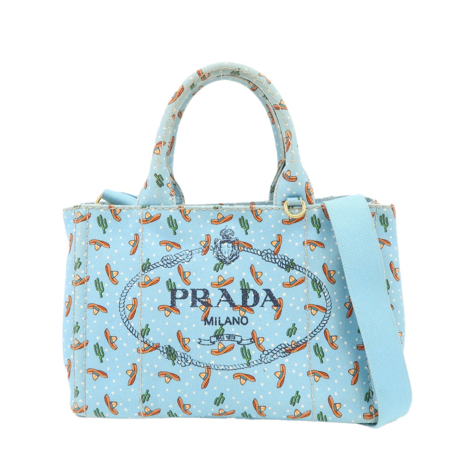 PRADA Canapa Mini Canvas 2Way Bag Light Blue 1BG439
