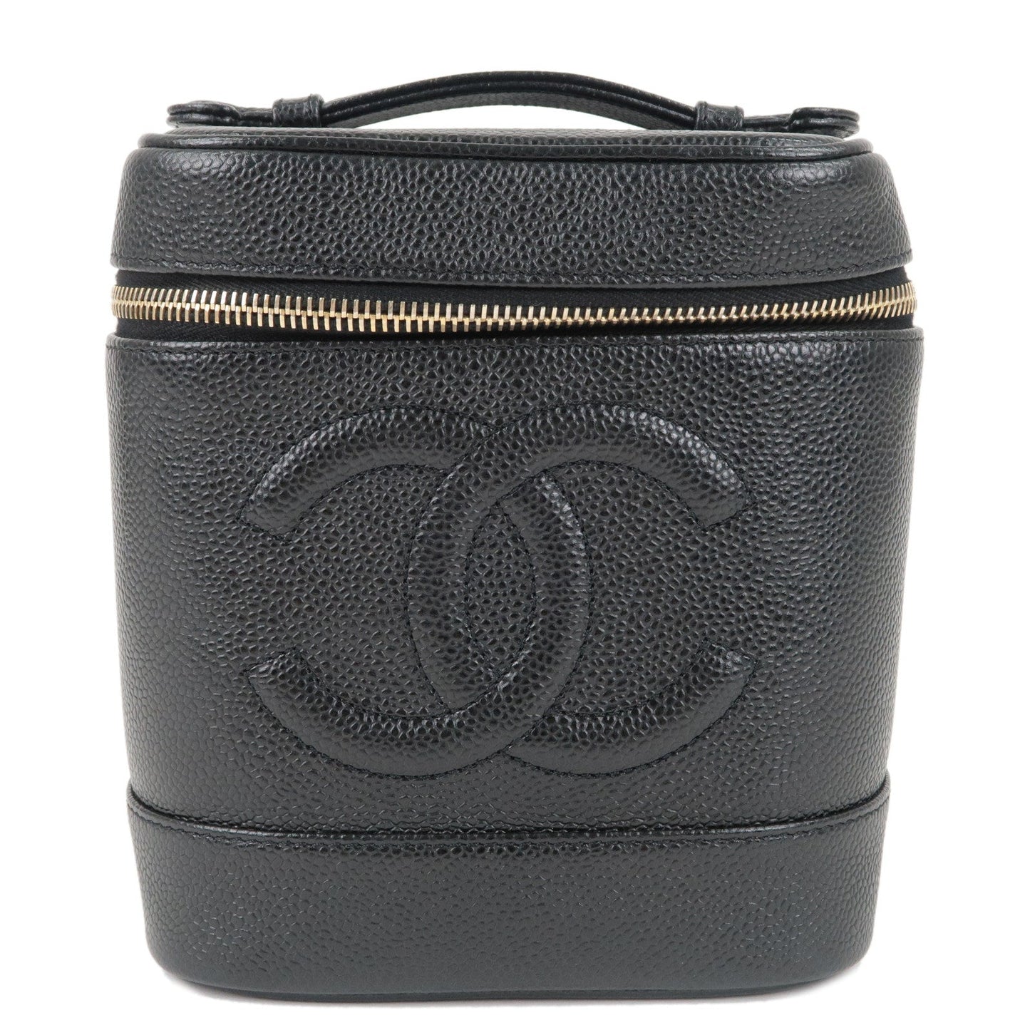 Chanel Caviar Skin Vanity Bag Hand Bag Cosmetic Pouch Black A01998