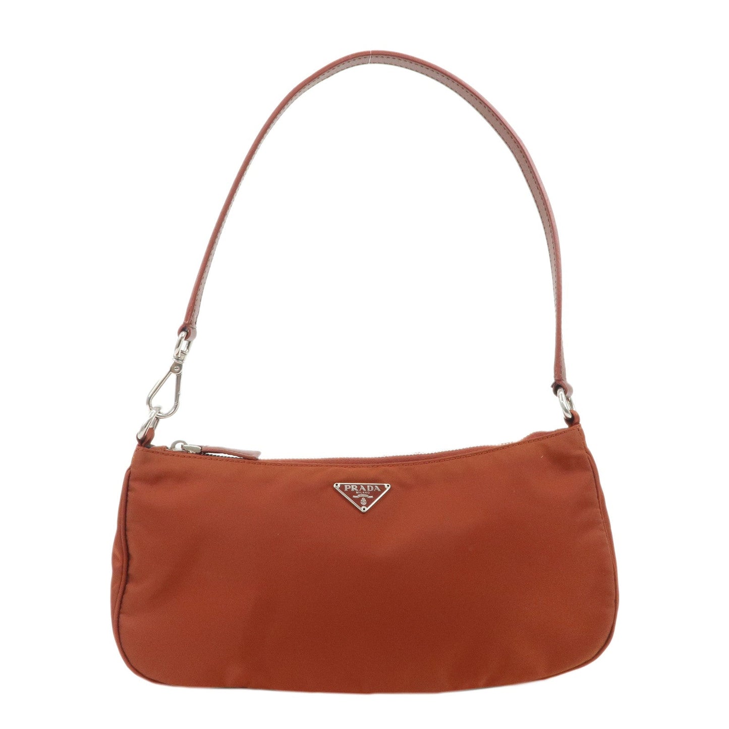 PRADA Logo Nylon Leather Shoulder Bag Hand Bag Pouch Brown